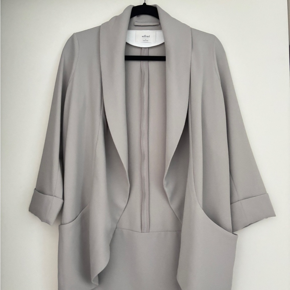 Wilfred crepe chevalier open blazer jacket